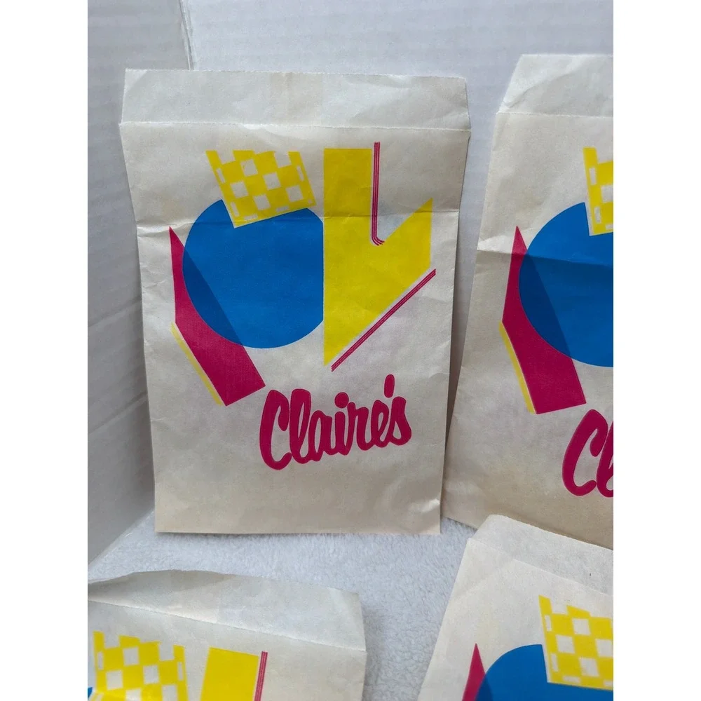 VTG 80/90s Claire's Paper Gift Bags Multicolor Abstract‎ Design 8 ct Treat Party